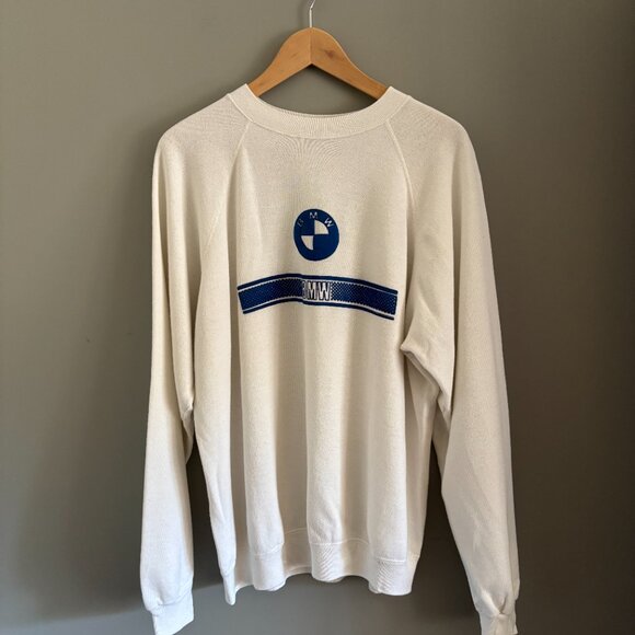 Vintage BMW White Sweatshirt with Blue Logo - Picture 1 of 10